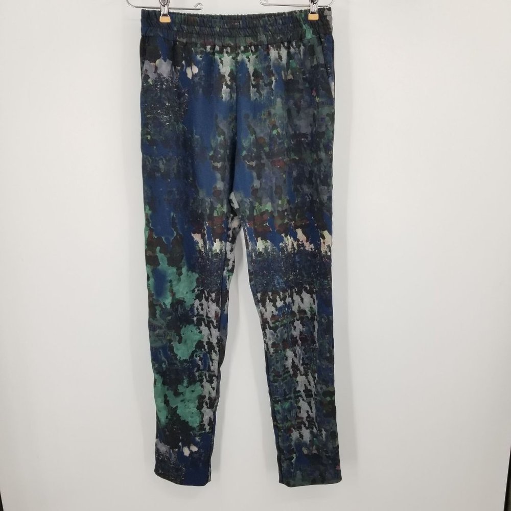 Pinko Abstract Print Blue Green Slim Pants